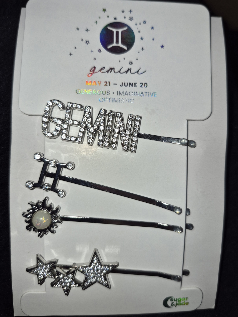 *NEW* Gemini Rhinestone Hair Pin Set - Silver